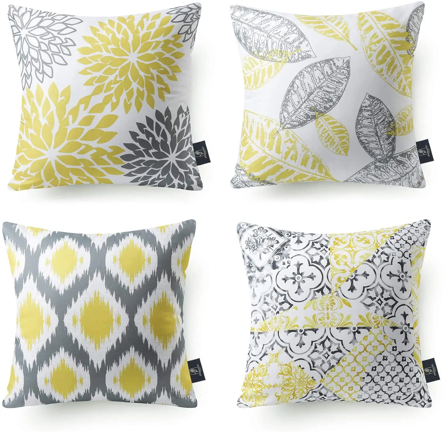 

Nordic style cushion cover with flowers and leaves pattern, cotton and linen cover for living room, decorative set of 4