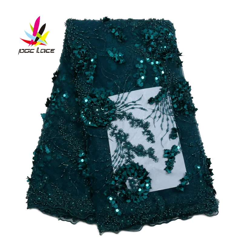 3D кружевная ткань, высокое качество, африканская кружевная ткань с бисером ручной работы, свадебное платье, французская кружевная ткань, XZ1968B-1
