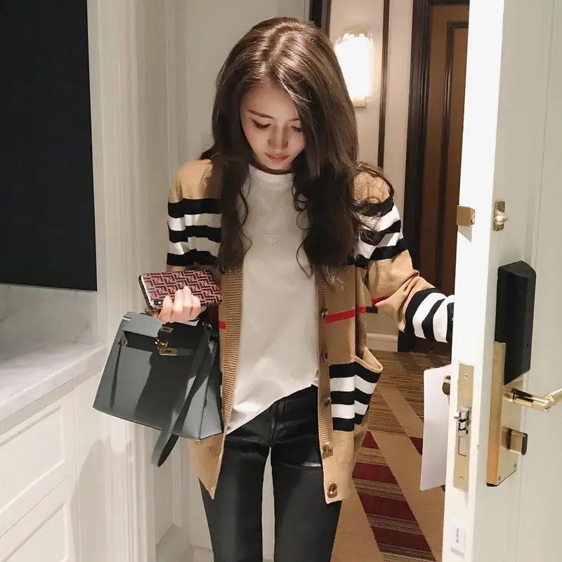 

Knitted Cardigan Coat Women's Spring 2020 New Korean-Style Loose All-match Sweater Women's Long-Sleeve Knitwear