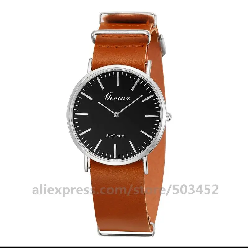 light brown silver 100 шт/партия Geneva Siamese часы заводская цена часы ремешок PU кожаный ремень модные кварцевые часы для мужчин и женщин - Цвет: light brown silver