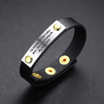 

Inspiration Mens Wristbands Adjustable Leather Chain Bracelet Hand Stamped Deeper Engraved DAD Father Gift