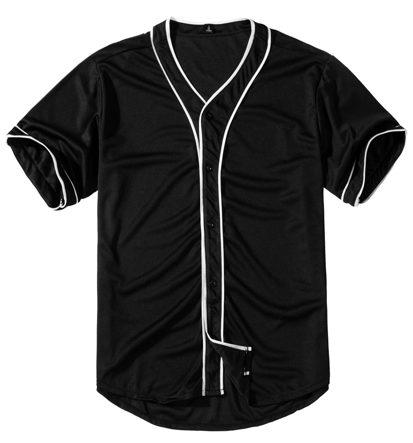 

2020 Solid Baseball Jersey T Shirt Short Sleeve Sport Shirt Street Hip Hop Baseball Top Shirts Button Cardigan Black White