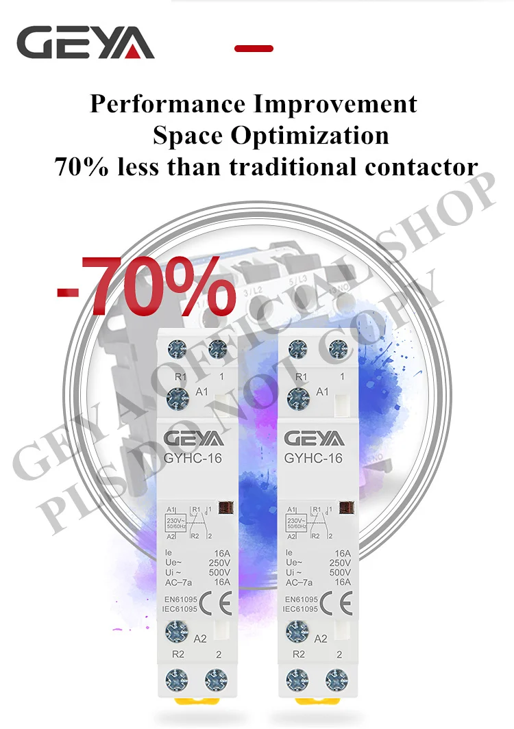 GEYA 4P контактор 40A 63A 4NO или 2NC2NO 220 V/230 V 50/60HZ Din Rail бытовой AC Контактор В соответствии с стандартом