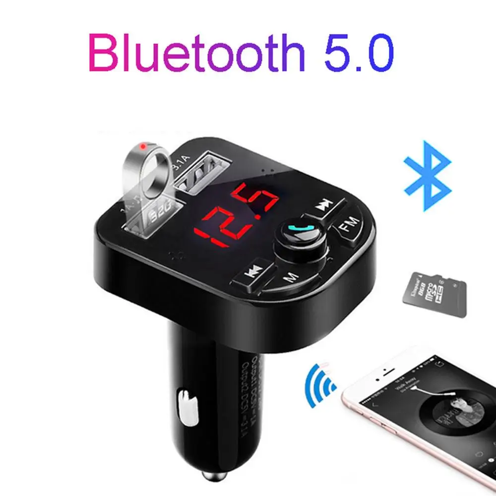 Портативный автомобильный fm-передатчик Bluetooth 5,0 MP3 гарнитура стерео музыка fm-передатчик Bluetooth универсальный 3.1A fm-адаптер