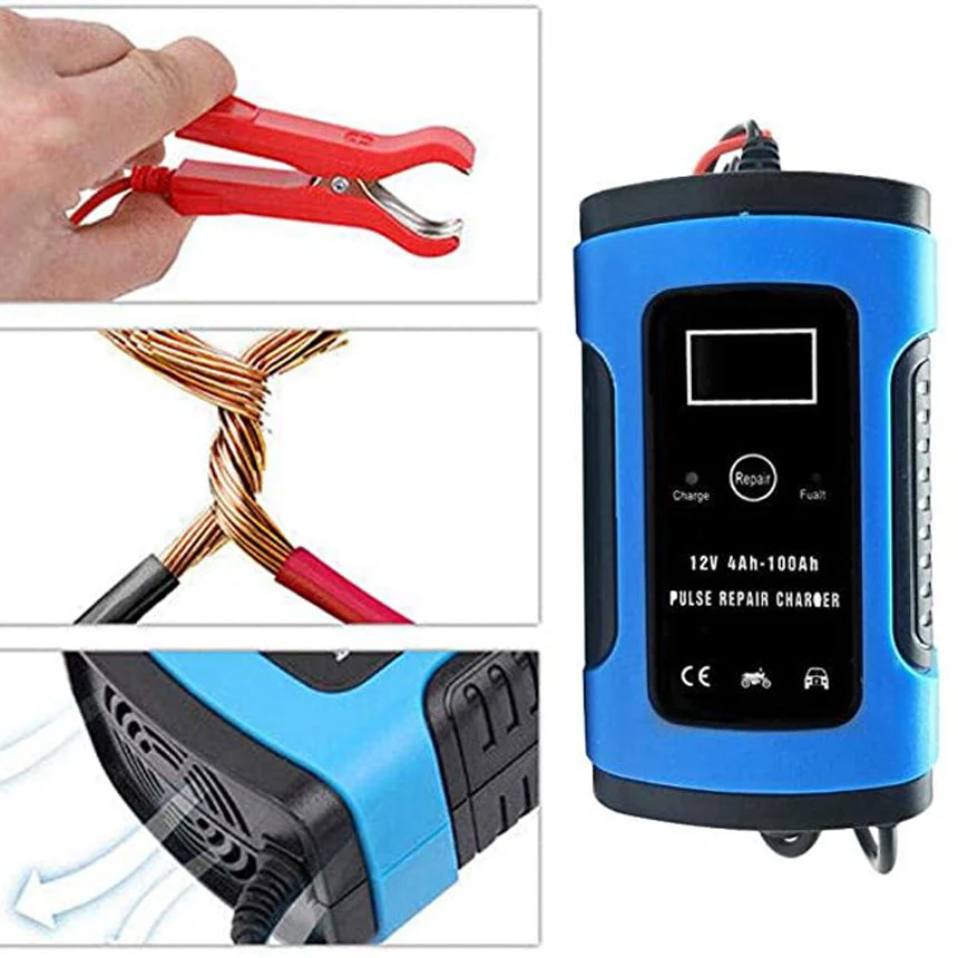 Автоматическое зарядное устройство для аккумулятора автомобиля 12 В 6 А с ЖК