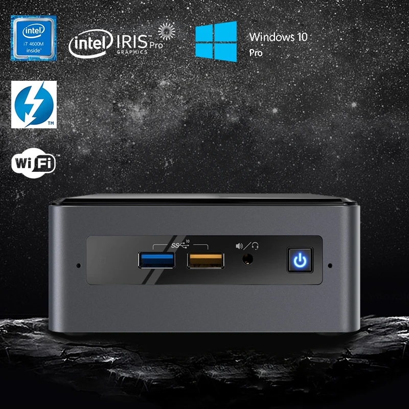 Четырехъядерный процессор Intel NUC Mini PC i7-8559U до 4,5 ГГц Windows 10 Pro WiFi Bluetooth Thunderbolt 3 4k Поддержка двойного монитора