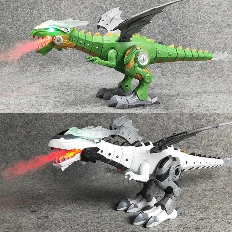 Игрушка динозавр Белый Зеленый Электрический ходячий спрей динозавр робот с Светильник динозавр игрушка для мальчика Рождественский подарок