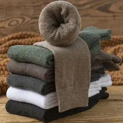 Super Thicker Solid Socks Against Cold Snow Russia Winter Warm Funny Happy Male Socks Polyester Blend Antibacterial Socks