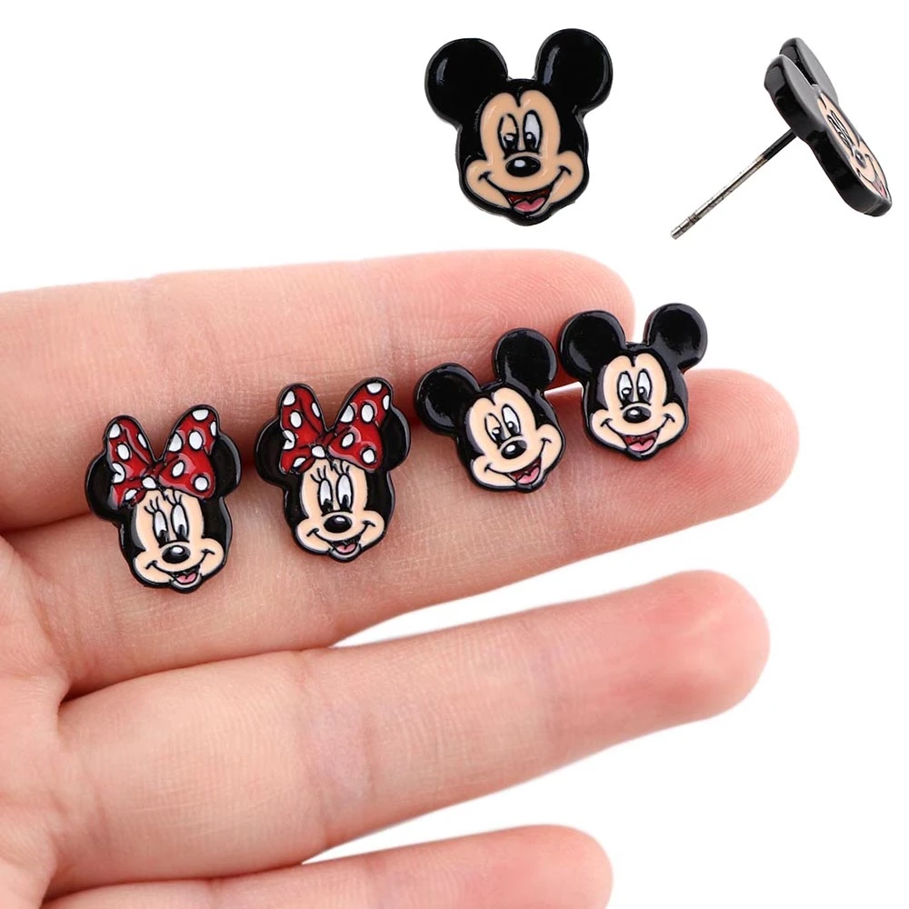 pendientes antialérgicos de Mickey y Minnie Mouse de Disney, aretes esmaltados, decorativa para las orejas, amigos, los mejores regalos niños|Aretes| - AliExpress
