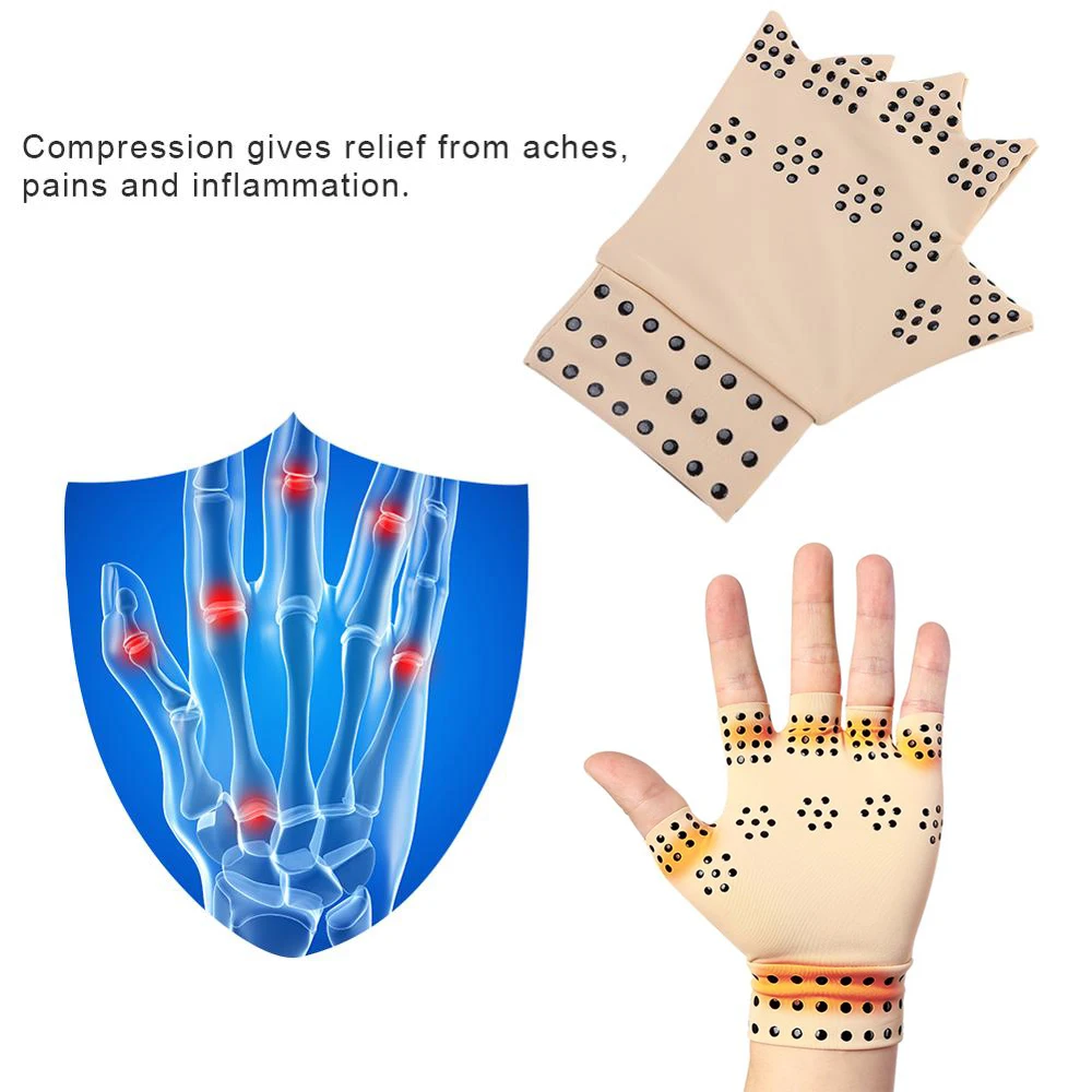 1 пара магнитотерапии перчатки без пальцев артрит Обезболивание Лечение Суставов подтяжки поддерживает Здоровье Спорт Безопасность запястье