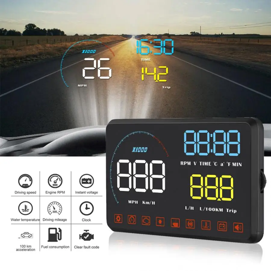 A9 HUD OBD2 дисплей синий белый 5.5in Универсальный Автомобильный дисплей ODB2 система автомобильной диагностики araba aksesuar