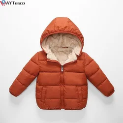 Ay tesco velo inverno parkas crianças jaquetas para meninas meninos quente grosso veludo casaco infantil outerwear do bebê