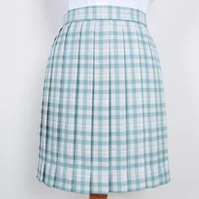 Летняя женская японская юбка с высокой талией, Студенческая юбка в стиле Харадзюку, синяя клетчатая юбка JK, плиссированная юбка в консервативном стиле