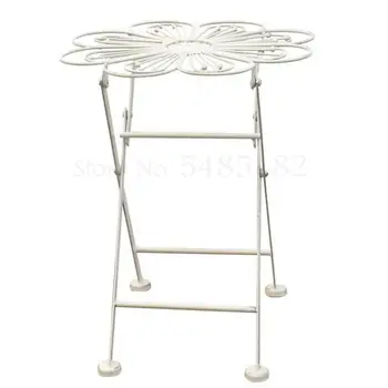 

Retro old wrought iron folding flower small table and stool flower stool flower stand stool beautiful mini table