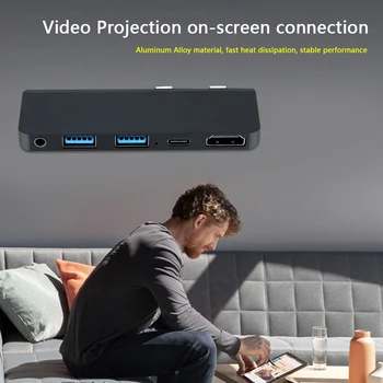 

USB 3.0 Dual Type-C HUB Converter 4K HDMI Set USB-C Audio Adapter Household Computer Safety Parts for Surface PRO X