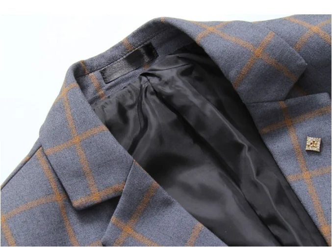 3-Piece Men's Plaid Slim Fit Suit Set - Jacket, Vest, and Pants - Checkered Wedding, Banquet, Prom Attire image 5