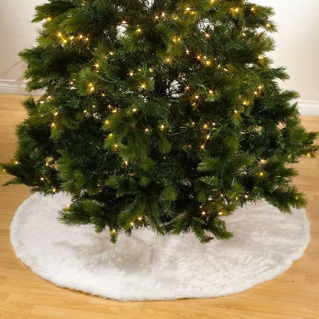 Gonna Per Albero Di Natale - 120cm, Peluche Bianco Innevato, Morbida E Decorativa - Foto 3