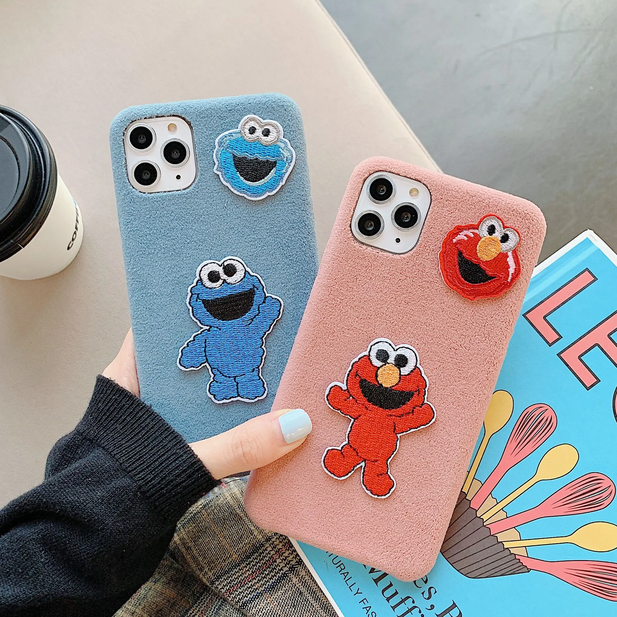 Милый мультфильм Улица Сезам печенье Элмо чехол для телефона для iphone 11 Pro X XS Max Xr 7 8 Plus ткань плюшевая задняя Мягкая обложка чехол s