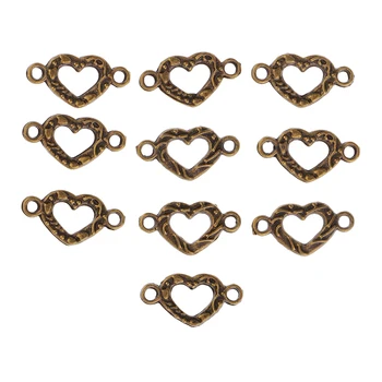 

10 Pieces Antique Bronze Tone Jewelry Making Charms Heart Connector Pendant Ancient Findings Craft Supplies
