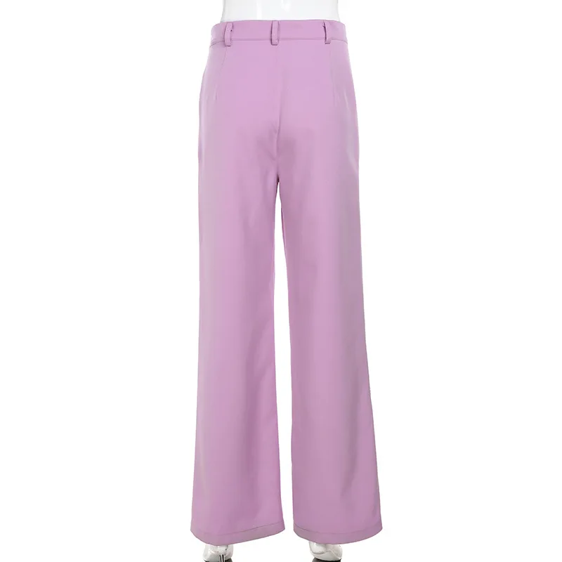 Однотонные повседневные брюки с высокой талией женские винтажные осенние широкие брюки женские уличные брюки cwp0119-5