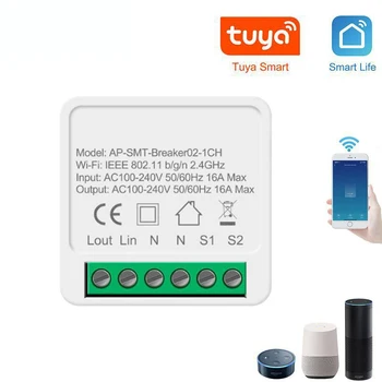 

16A Mini Smart Wifi DIY Switch Timer Supports 2 Way Control, Smart Home Automation Module, Works with Alexa Google Home Tuya App