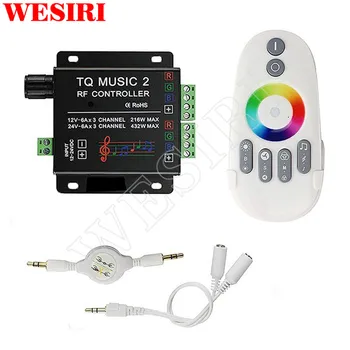 

DC12V-24V 18A 6x3A Music 2 Controller LED RGB Music Sound Sensitivity Controller with RF Wireless Remote for RGB LED Strip Light