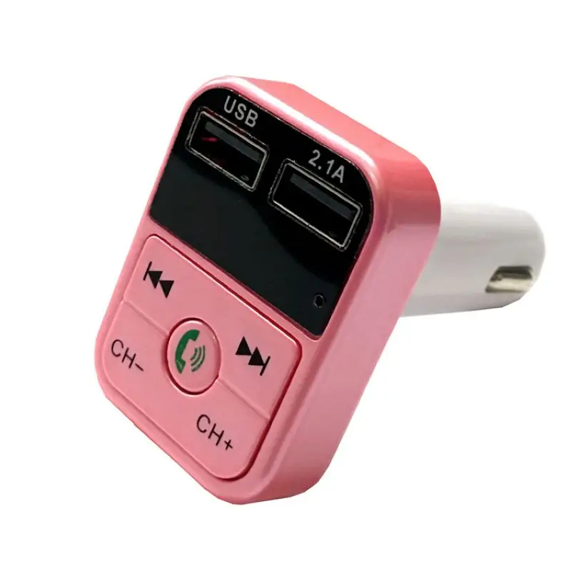 Автомобильный комплект громкой связи, беспроводной Bluetooth, fm-передатчик, ЖК-дисплей, Автомобильный MP3-плеер, USB зарядное устройство, fm-модулятор, автомобильные аксессуары - Название цвета: pink