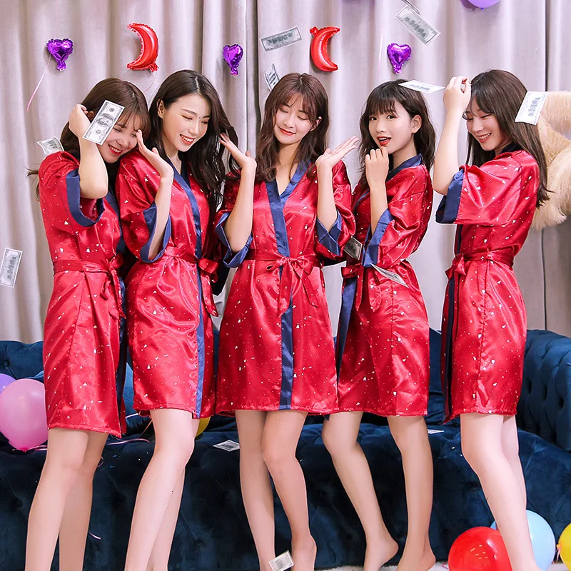 Silk Robe Party Bathrobe Women Silk Bridesmaid Robes Sexy Robes Satin Robe Ladies Dressing Gowns