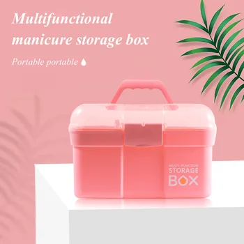 

Dual Layered Nail Art Storage Box Large Capacity Manicure Tools Pen File Case Swabs-Holder Bathroom Storage Box