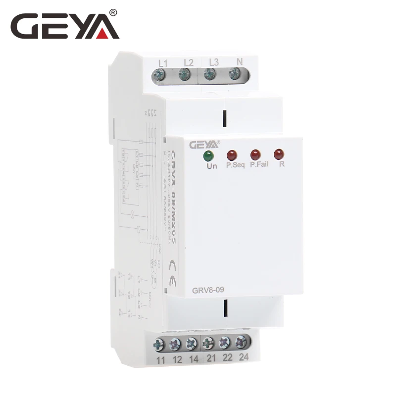 GEYA GRV8-09 реле контроля последовательности фаз фазы реле неисправности 8A 2SPDT фазы контрольно-измерительного прибора, 36 мм Ширина