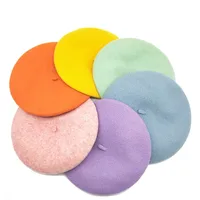 Kids High Quality Pure Wool Beret girl Fashion British Style Solid Color Winter Hats For boys Flat Cap Girl Felt Berets baby hat 1