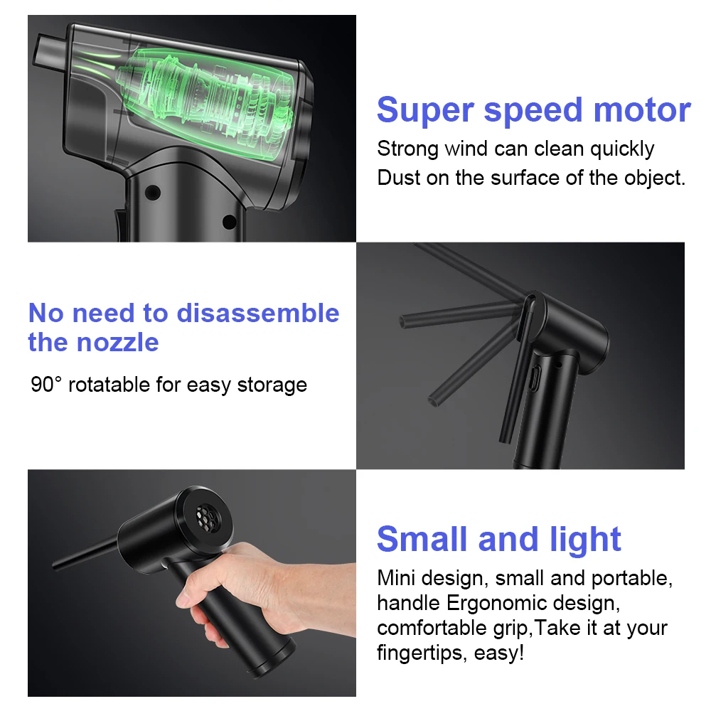 2-in-1 Cordless Electric Air Duster Blower Vacuum for Cleaning Computer Keyboard – 120 Degree Rotation, Replaces Canned Air Spray Cleaner Description Image.This Product Can Be Found With The Tag Names Computer cleaners, Computer Office, Electric air duster blower