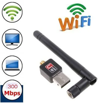 

USB WiFi Adapter 300Mbps 5dBi Antenna WiFi USB Ethernet Wi-Fi Dongle Network Card Mini WiFi Receiver PC Wi Fi Adapter