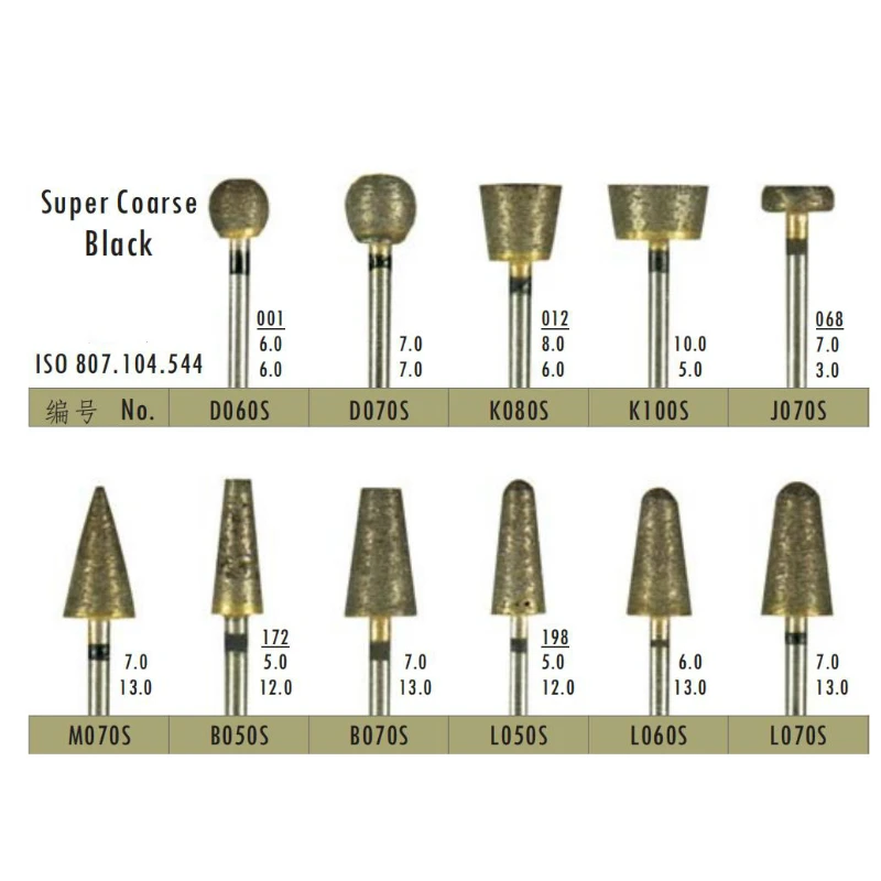 2pcs Dental Lab Diamond Fully Sintered Burs Coarse Grit Durable Grind