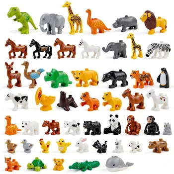 

Big Size Animal Model Figures Blocks DIY Compatible Duploed Building Block Cartoon Family Police Model Kids Educational Toy Gift