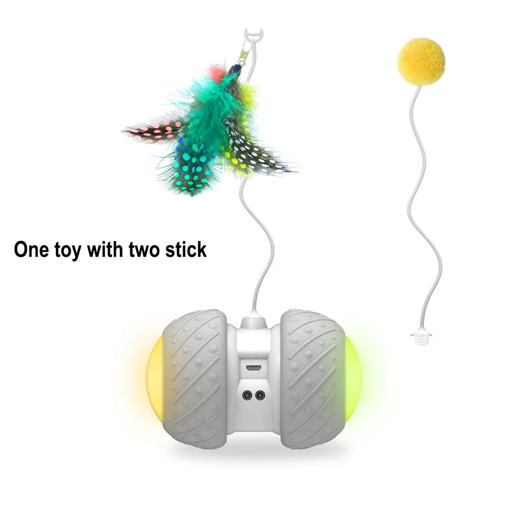 Smart Interactive Cat Toy Lrregular Rotating Mode Toy Cats Funny Pet Game Electronic Cat Toy LED Light Feather Toys Kitty Balls 