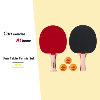 

2pcs/Table Tennis Bat Racket Double Face Beginner Training Type Horizontal Racket Black & Red Carbon Fiber Table Tennis Racket