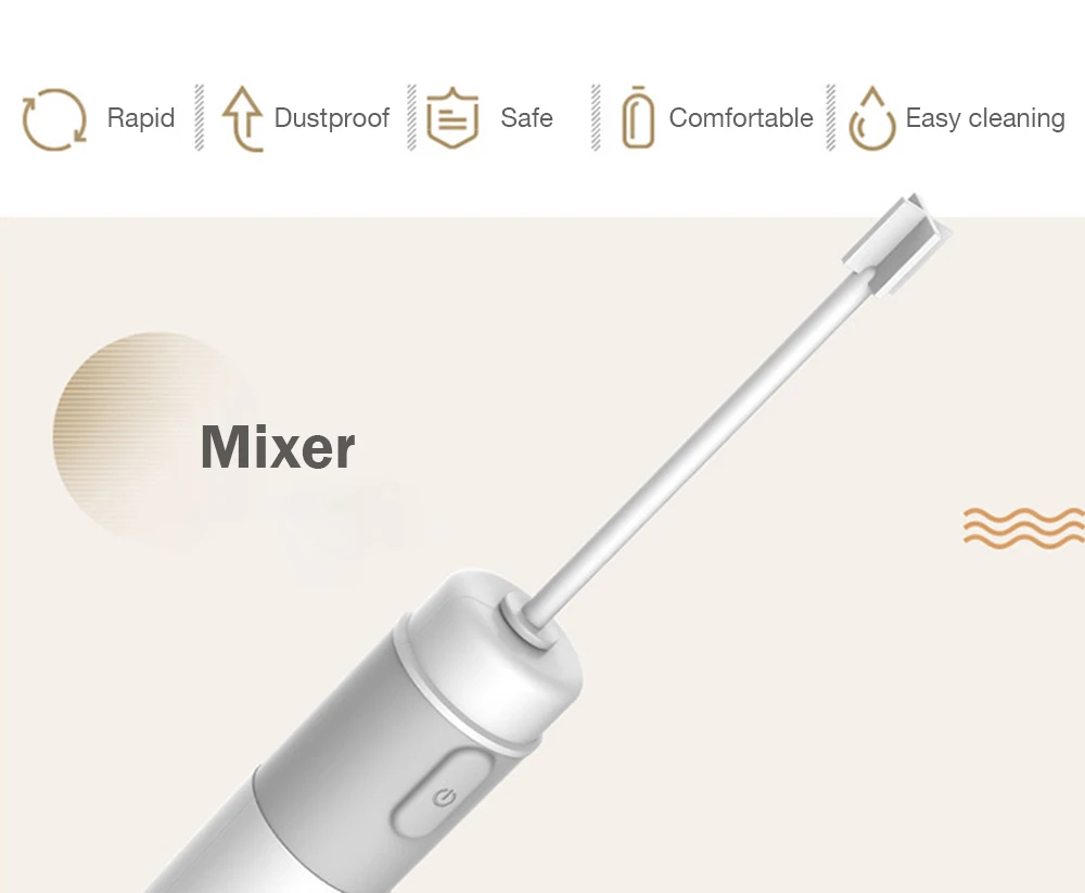 Deerma JB01 мини электрический взбиватель яиц, Молочный Крем, миксер для кофе, 6000 об/мин, питание от батареи, дизайн