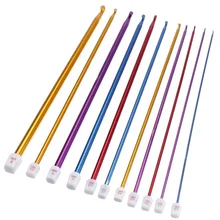 1 разноцветные Алюминиевые крючки для вязания крючком, набор спиц 2-8 мм