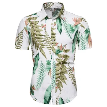 

2020 Men Torrid Zone Hawaii Style Printed Shirt Youth Holiday Short Sleeve Fold-down Collar Flower Shirt