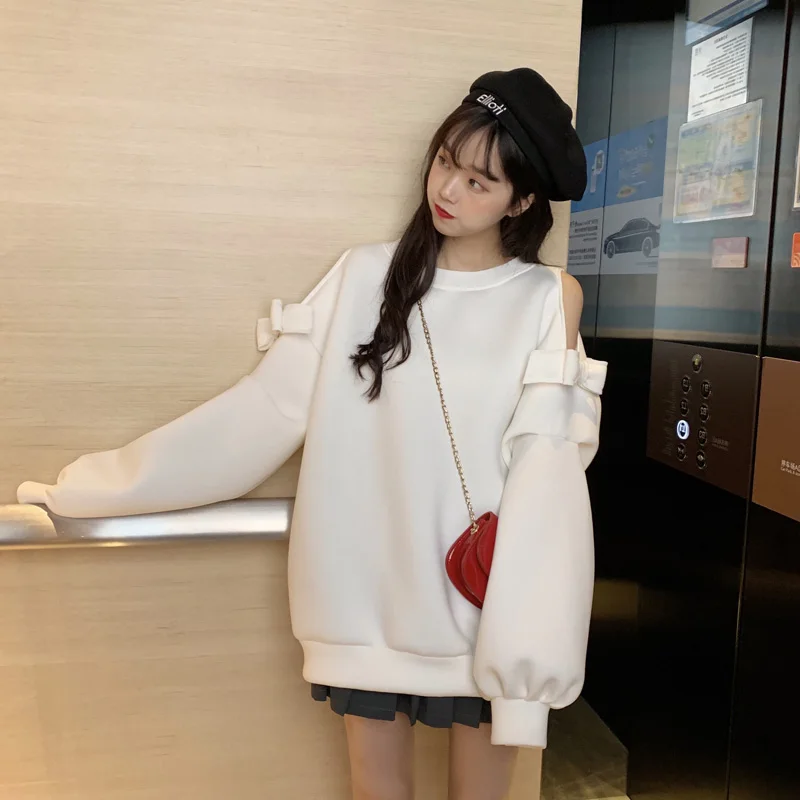 

lantern sleeve pullovers casual hollow out tops Women's Clothing high quality Spring and autumn full Korean style Sweatshirts