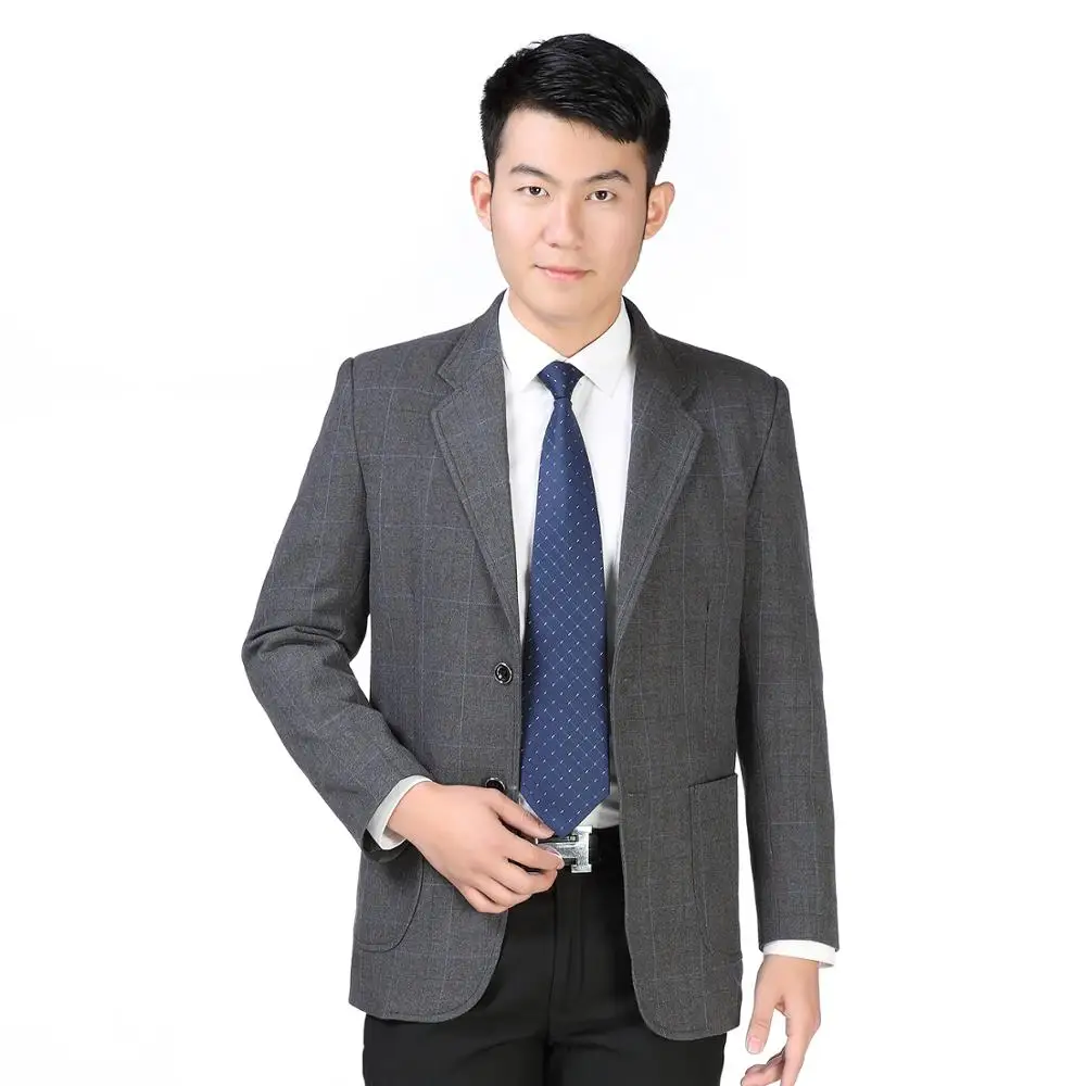 Men Smart Casual Blazers Black Grey Blue Dark Plaid Pattern Jacket Suits Male Business Office Outfits Autumn Spring Garment Wear