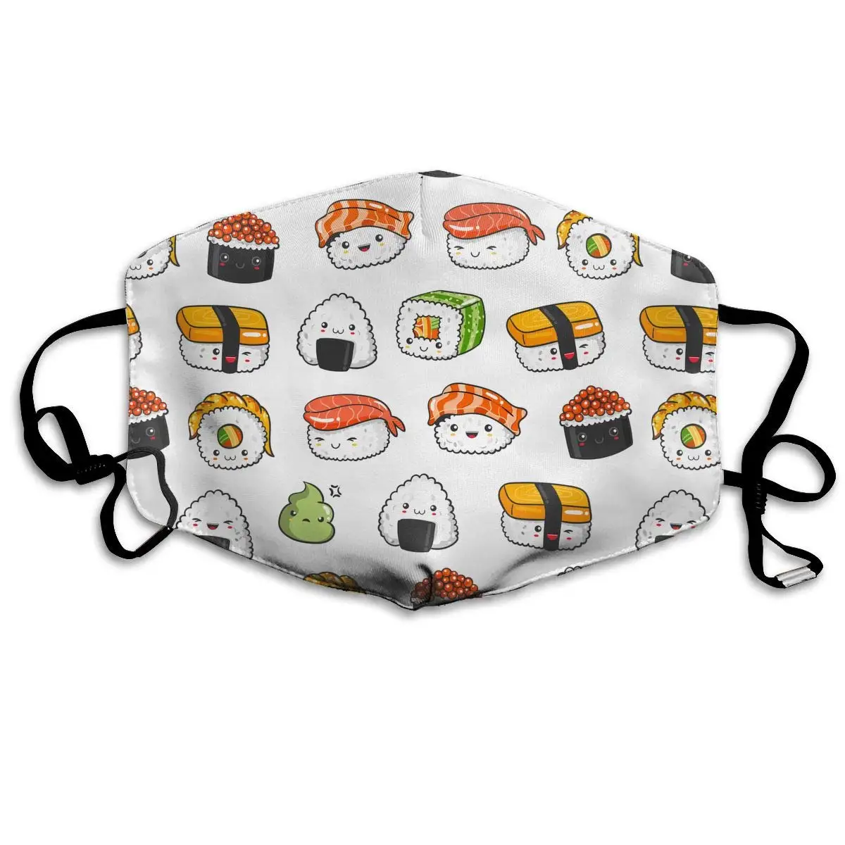 

Cute Kawaii Sushi Washable Reusable Mask, Cotton Anti Dust Half Face Mouth Mask For Kids Teens Men Women With Adjustable Ear