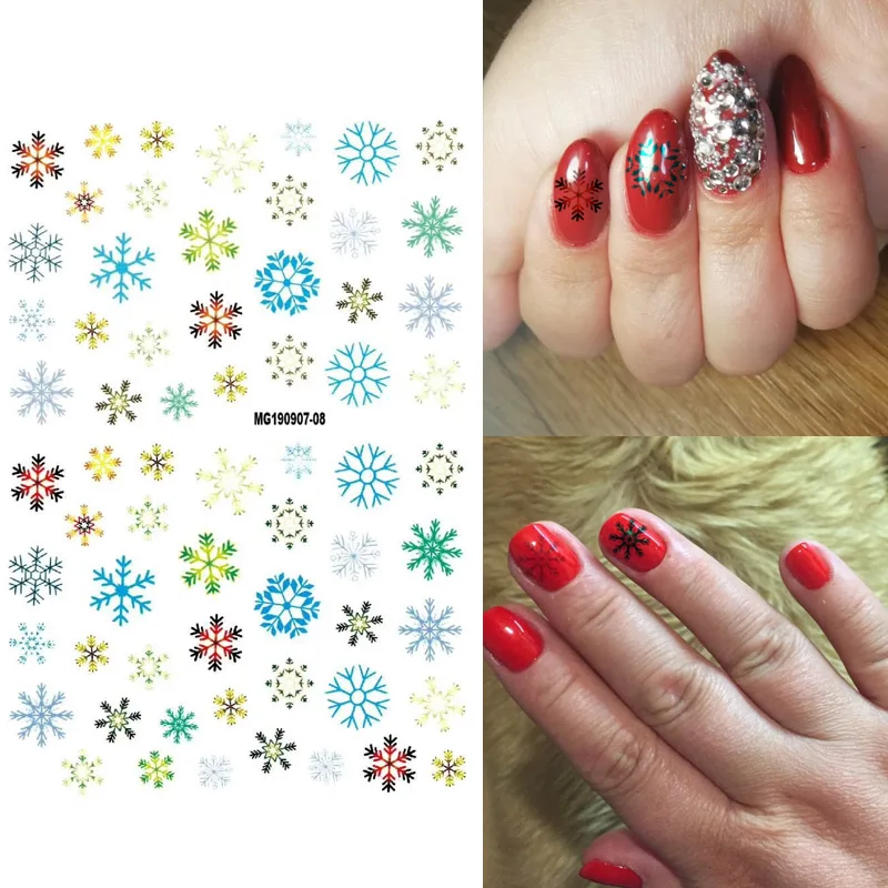 

1Sheet Nail Stickers Set Mixed Design Snowflake Letter Decals Adhesive Manicure Tips Nail Art Decorations