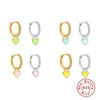 ROXI Lovely Ins Heart Crystals Round Hoop Earrings for Women Girl Pink Blue Green Cartilage Earrings 925 Sterling Silver Brincos ► Photo 3/6