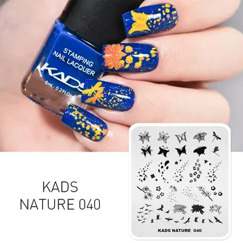 

KADS Nail Art Stamp Plate Nature 040 Nail Stamping Template Chrysanthemum Butterfly Image Stencil For Manicure Stamp Nail Print