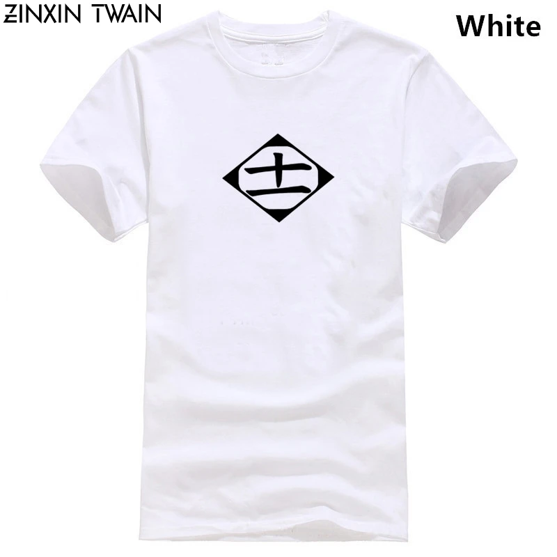 Bleach T shirt 11th Devision Captain Zaraki Kenpachi Logo Anime Mens Black White Cartoon t men Unisex New Fashion | Мужская одежда