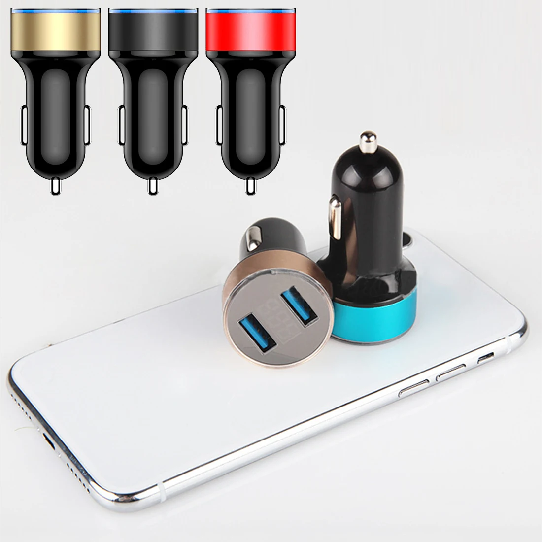 Автомобильное зарядное устройство с двумя usb-портами 3,1 А, светодиодный дисплей, универсальное автомобильное зарядное устройство для мобильного телефона Xiaomi, samsung S8, iPhone 6, 6s, 7, 8 Plus, планшет