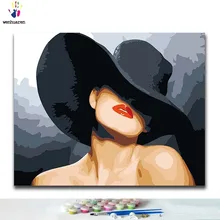 DIY картина по номерам сексуальная женщина в шляпе картины по номерам с комплекты 40x50 защелка