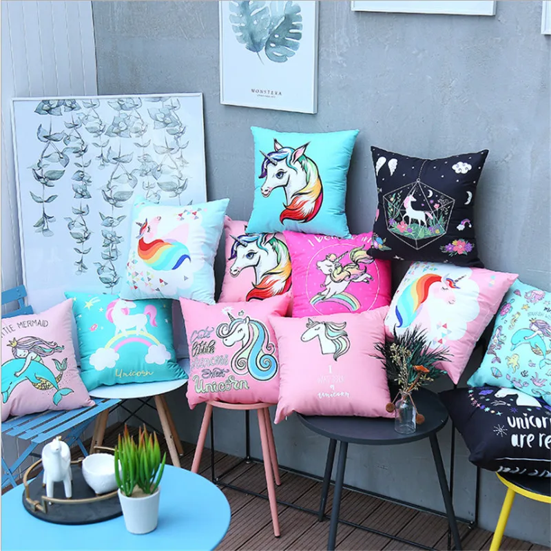 

AOVOLL Pillow Covers Decorative Unicorn Series Theme Pattern Pillowcase Living Room Decoration 45cmX45cm Pillow Cover